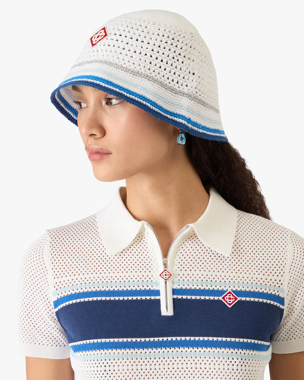 Mesh Stripe Crochet Hat