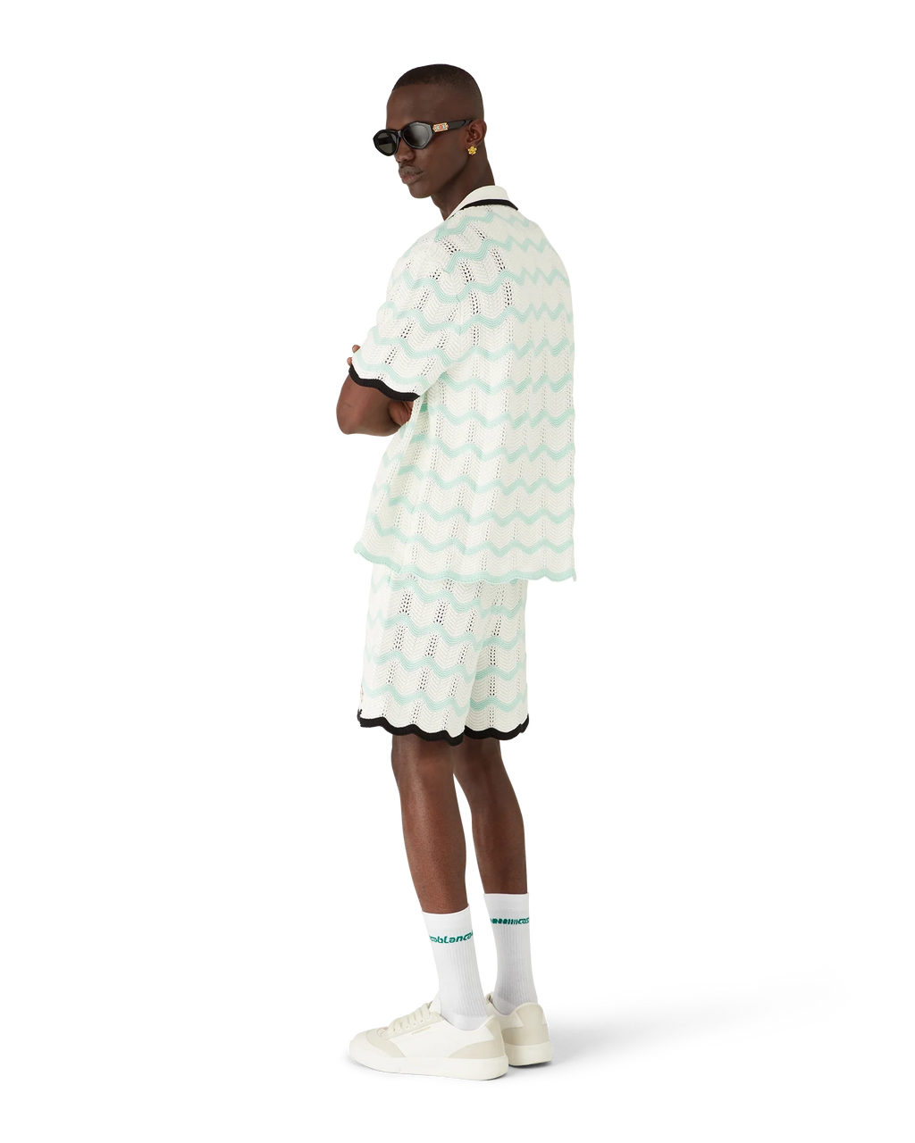 Gradient Wave Cotton Crochet Shorts