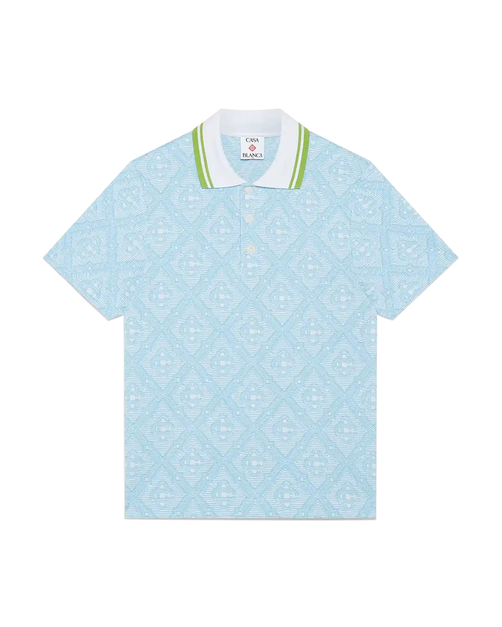 Pale Blue Jacquard Short Sleeve Jacquard Polo Shirt