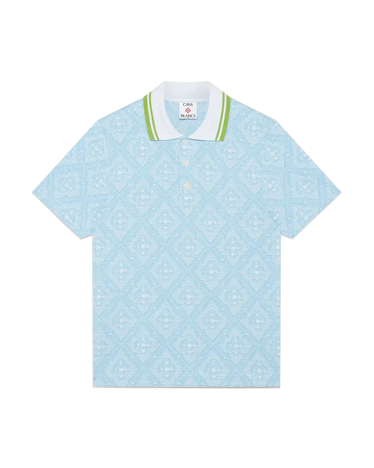 Pale Blue Jacquard Short Sleeve Jacquard Polo Shirt