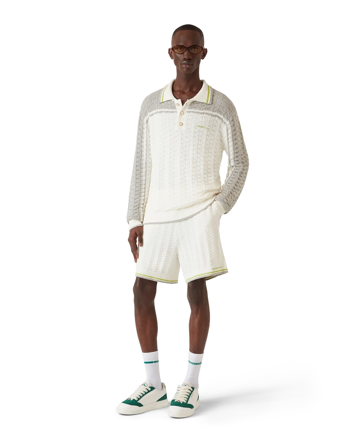 Tennis Boucle Long Sleeve Polo Shirt