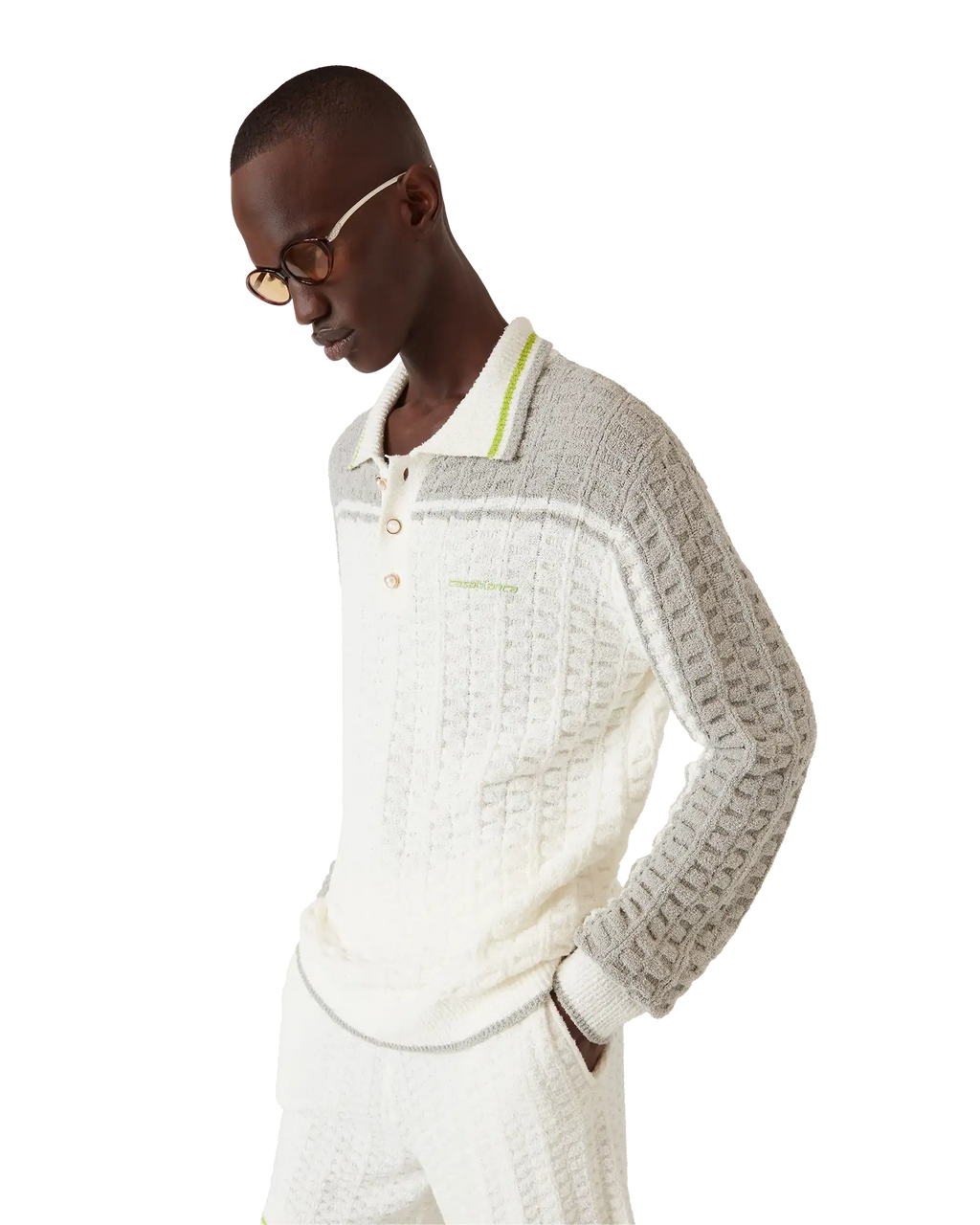 Tennis Boucle Long Sleeve Polo Shirt