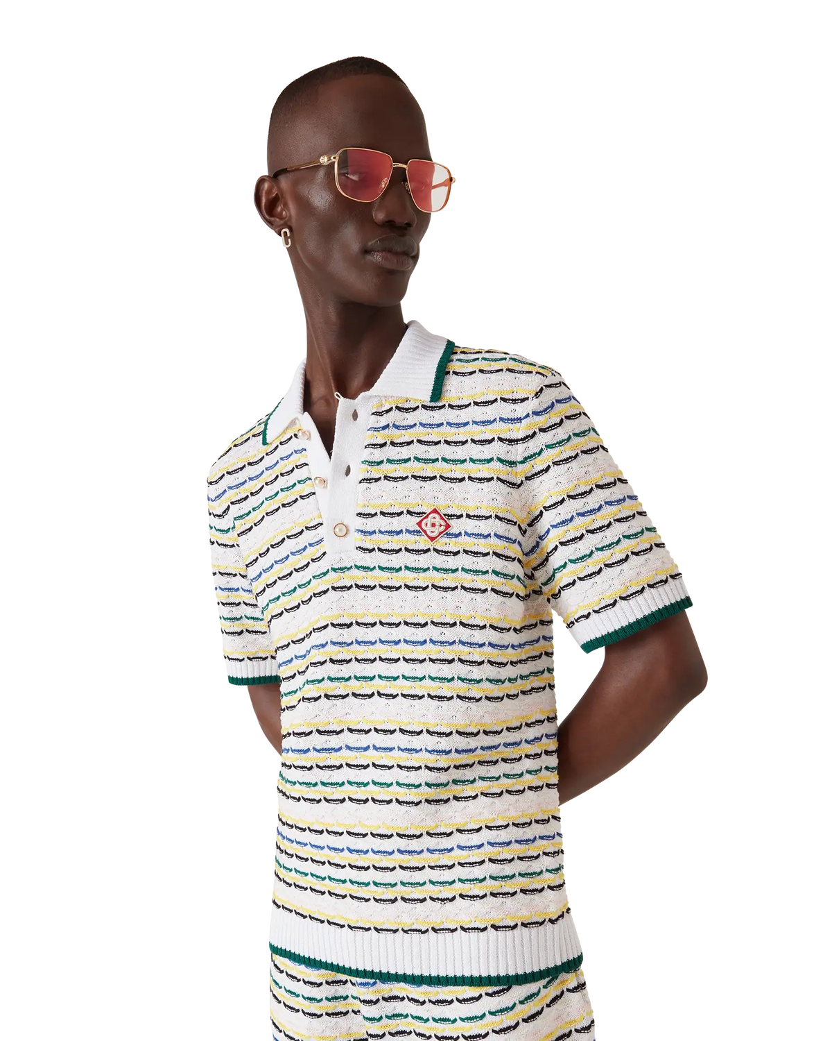 Tuck Stitch Short Sleeve Polo Shirt