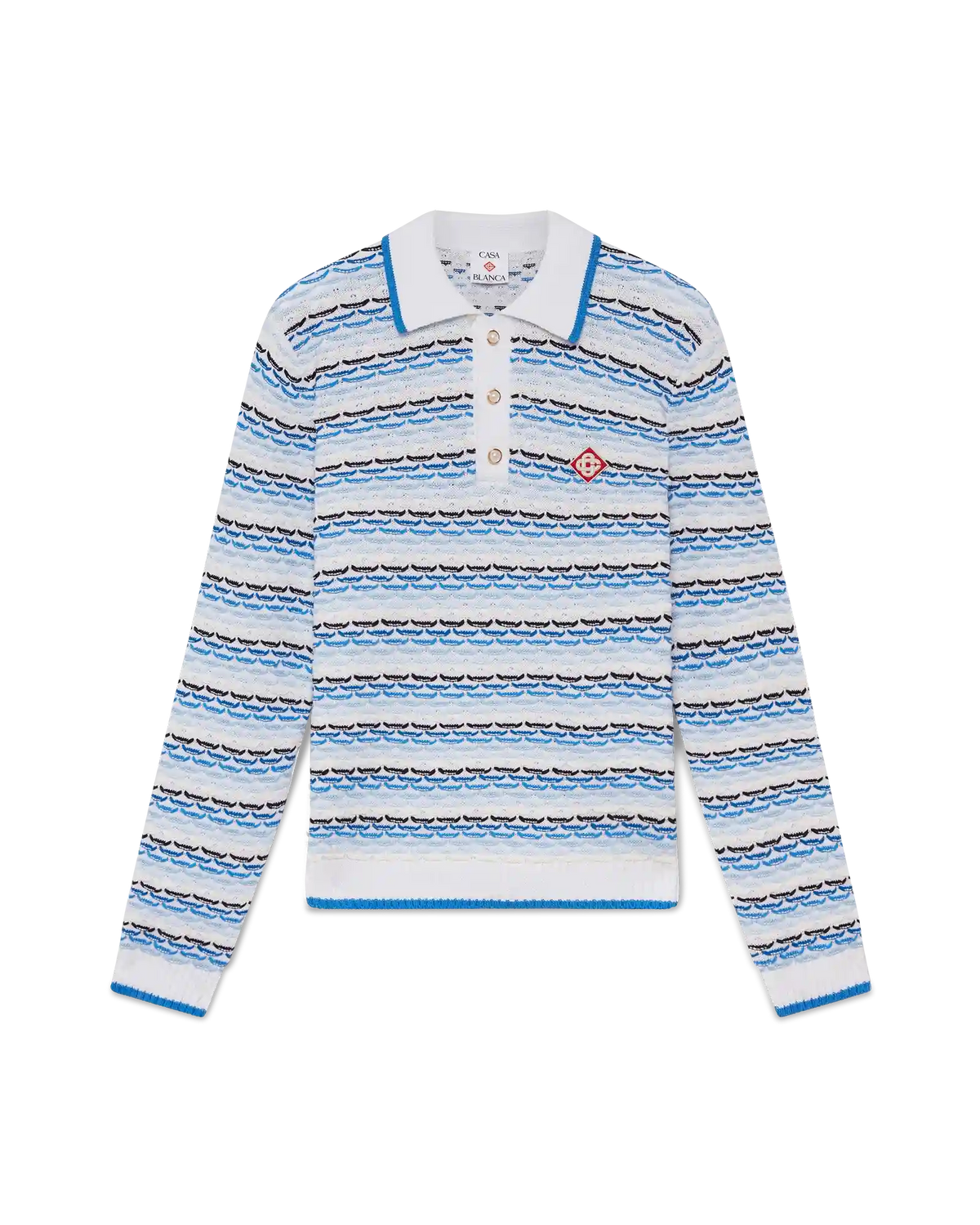 Tuck Stitch Long Sleeve Polo Shirt