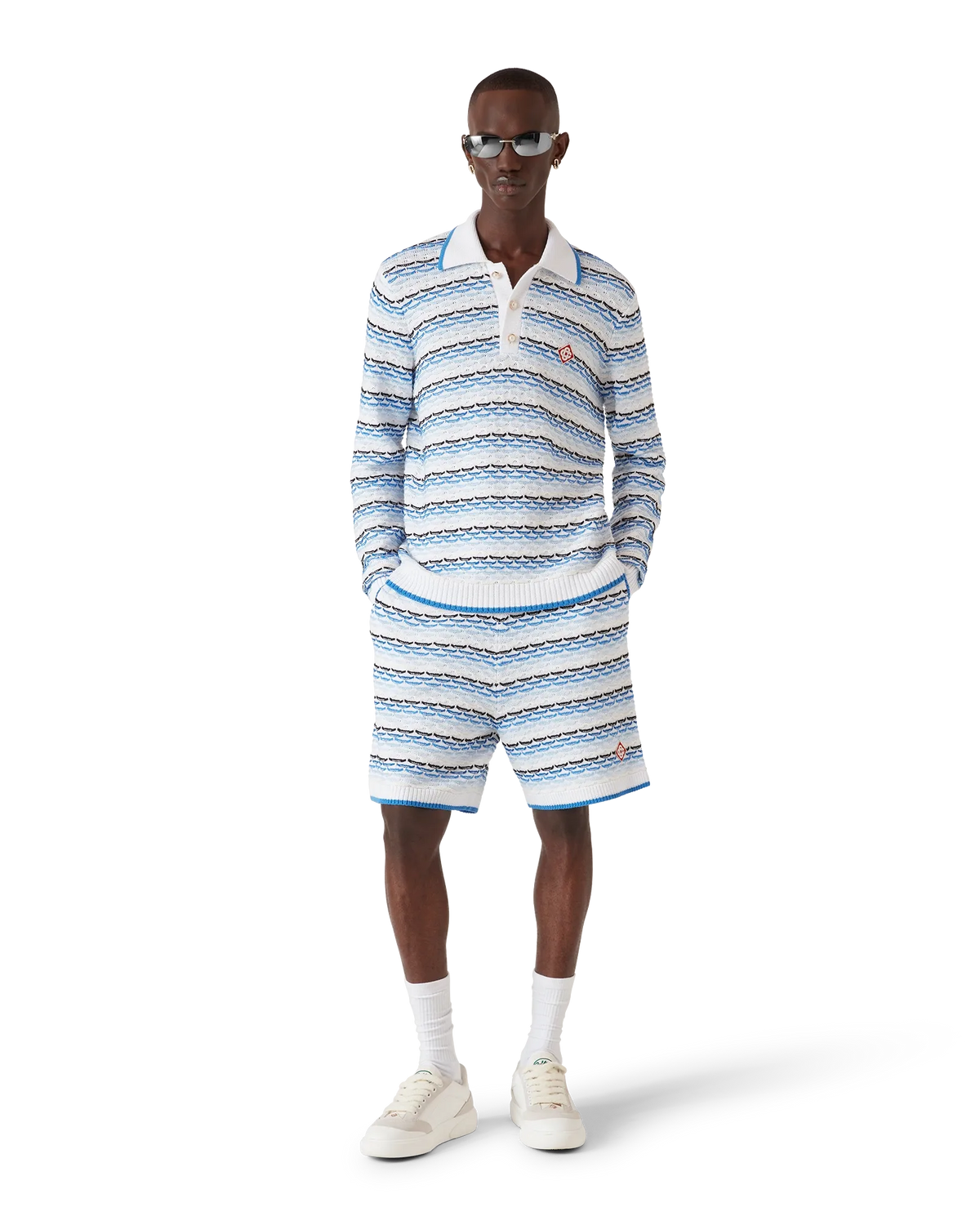 Tuck Stitch Long Sleeve Polo Shirt