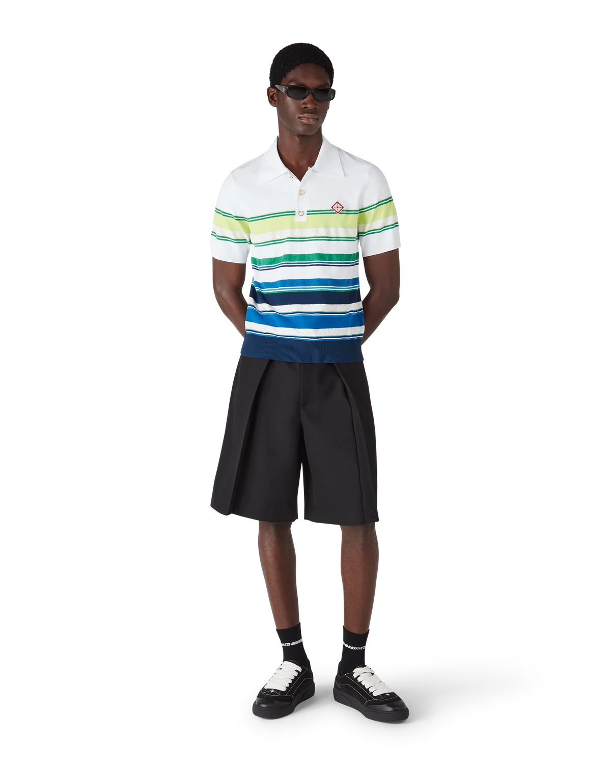Gradient Stripe Short Sleeve Polo Shirt