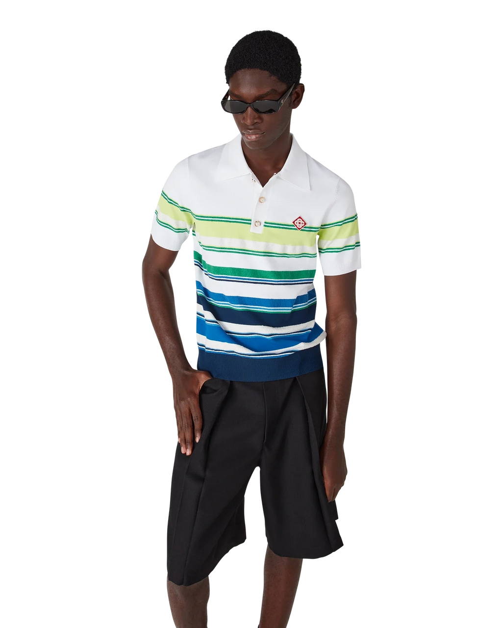 Gradient Stripe Short Sleeve Polo Shirt