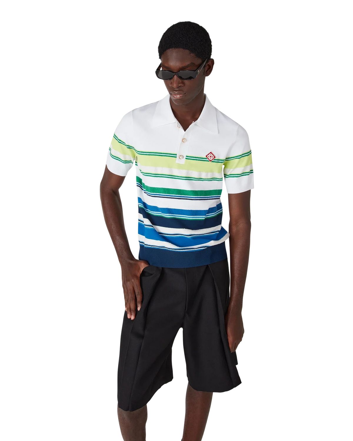 Gradient Stripe Short Sleeve Polo Shirt
