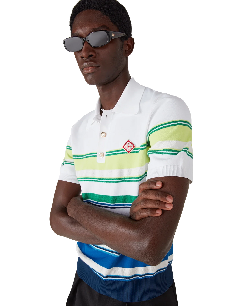 Gradient Stripe Short Sleeve Polo Shirt