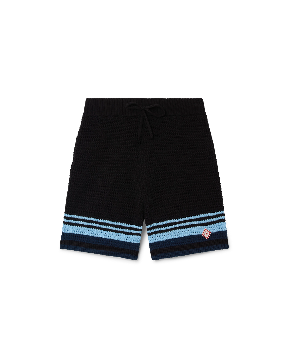 Black & Green Striped Crochet Shorts
