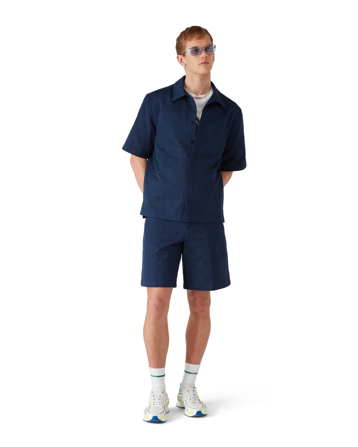 Navy Monogram Shorts