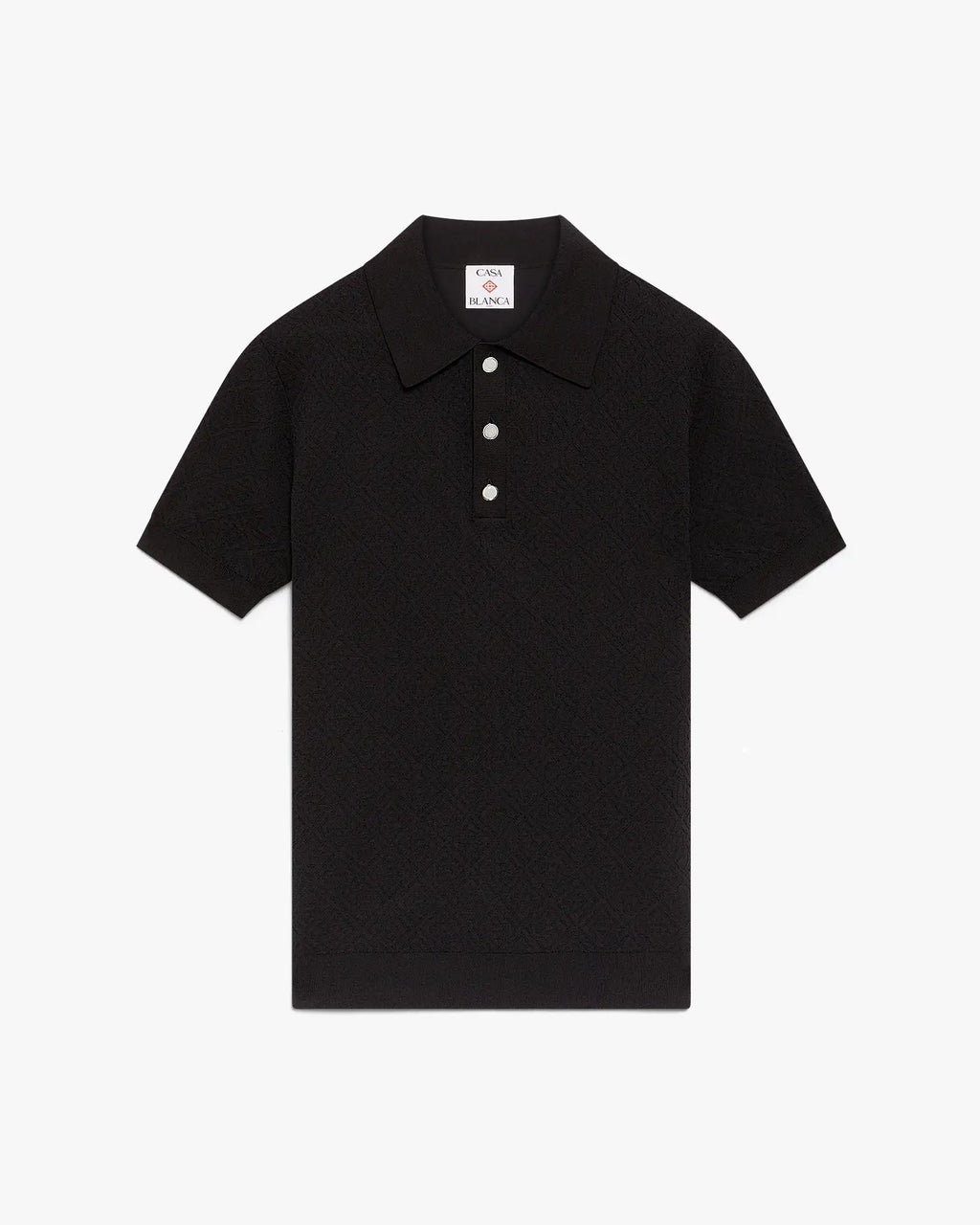 Blue Pointelle Monogram Short Sleeve Polo Shirt