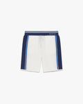 White & Blue Striped Mesh Track Shorts