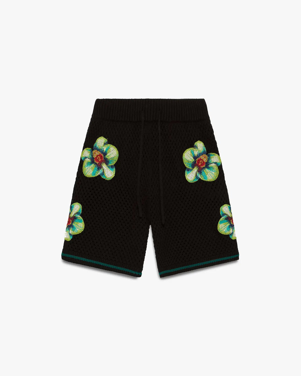 Glitch Orchid Embroidered Crochet Shorts
