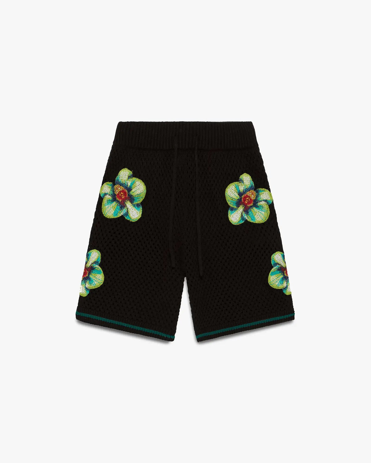 Glitch Orchid Embroidered Crochet Shorts