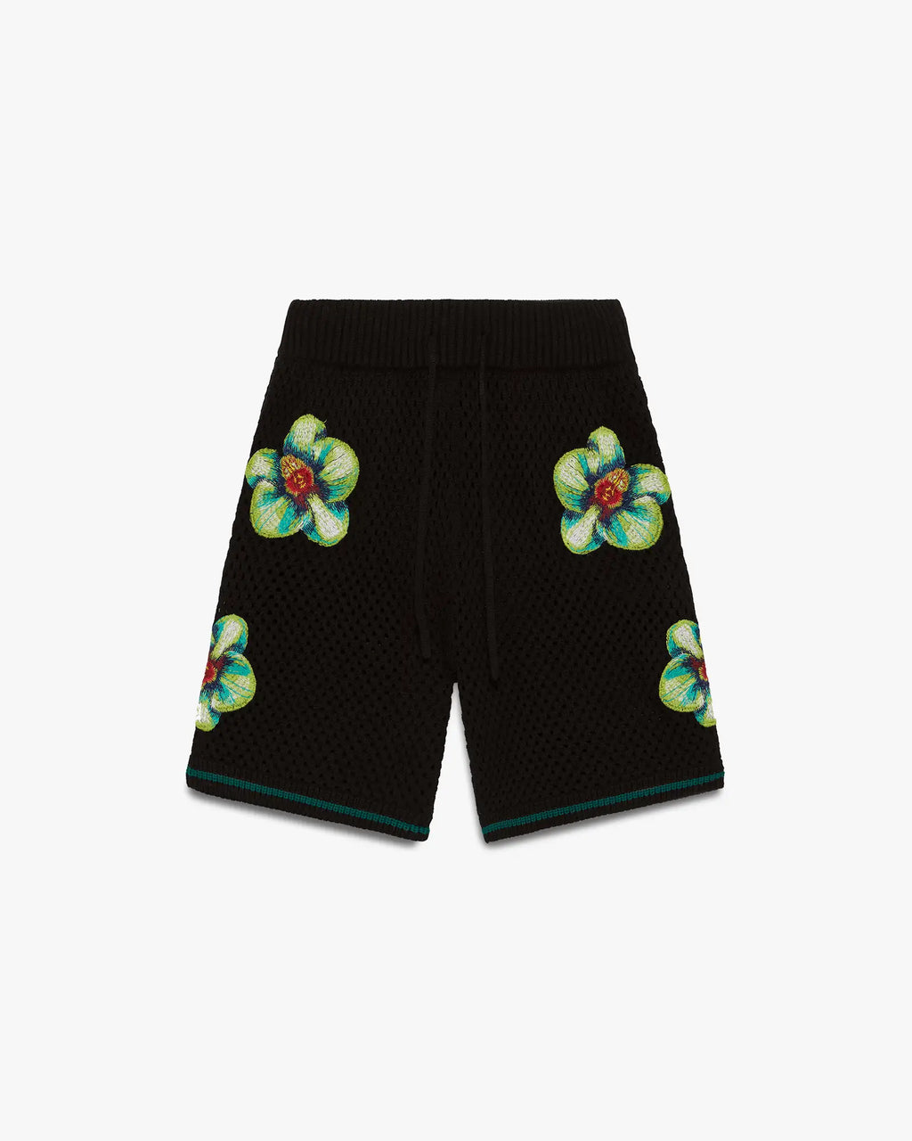 Glitch Orchid Embroidered Crochet Shorts