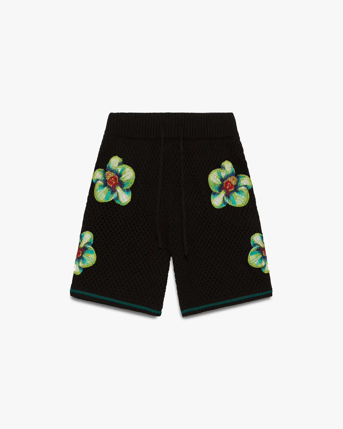 Glitch Orchid Embroidered Crochet Shorts
