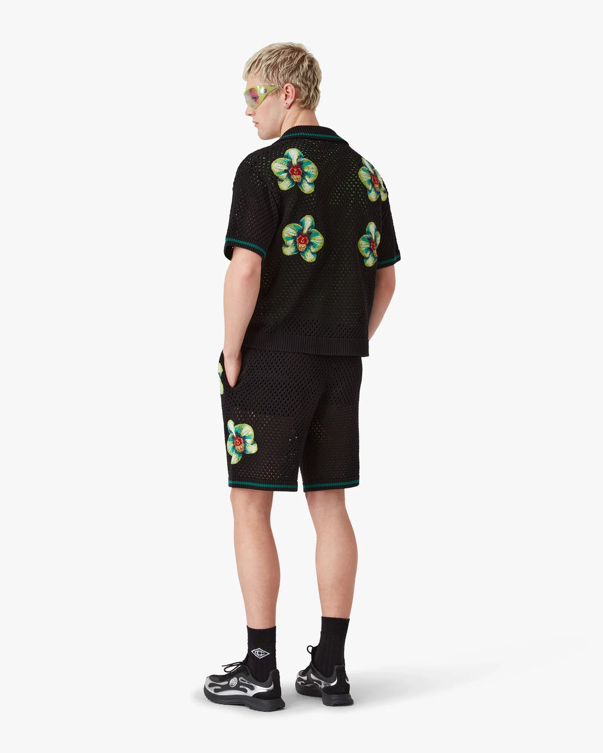 Glitch Orchid Embroidered Crochet Shorts