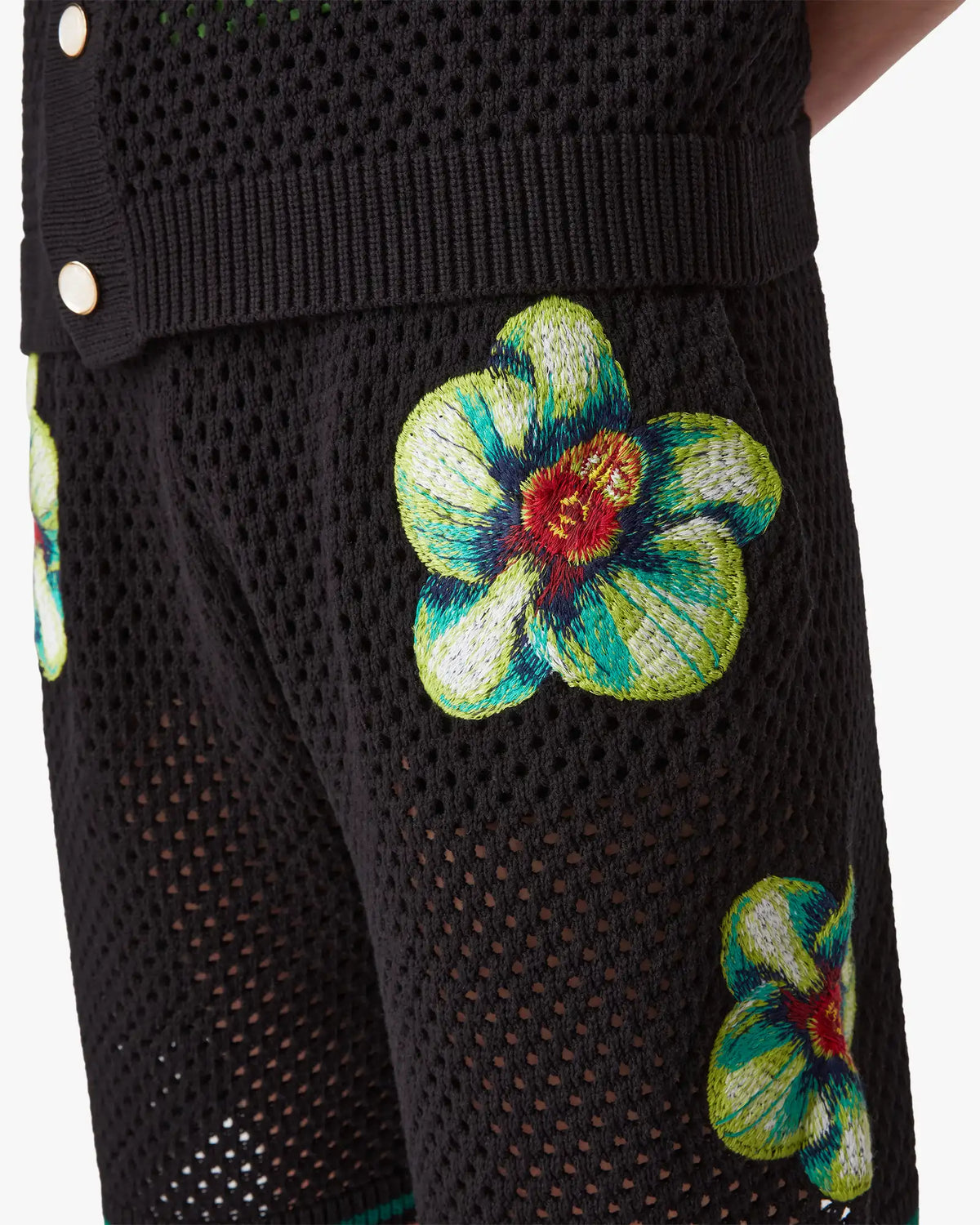 Glitch Orchid Embroidered Crochet Shorts