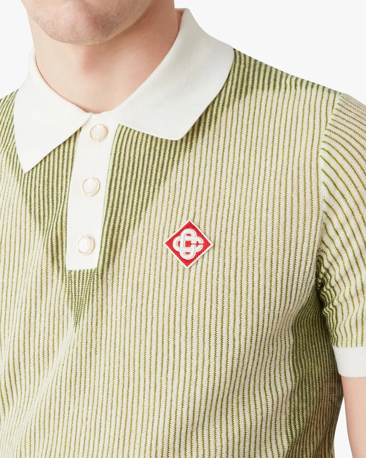 Vertical Stripe Short Sleeve Polo Shirt