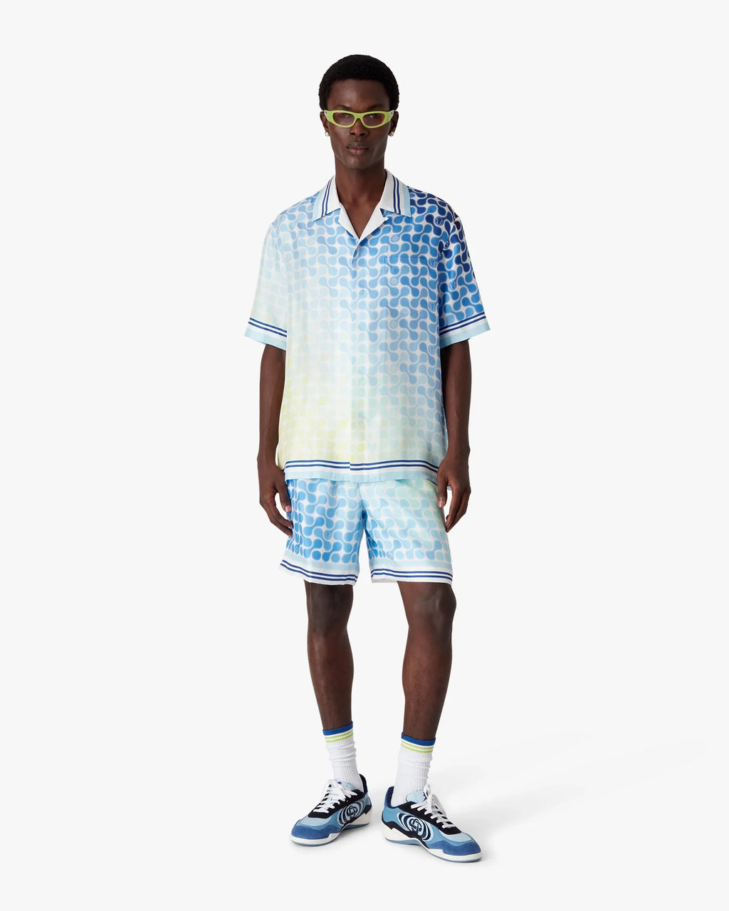 Gradient Tennis Tile Silk Shorts
