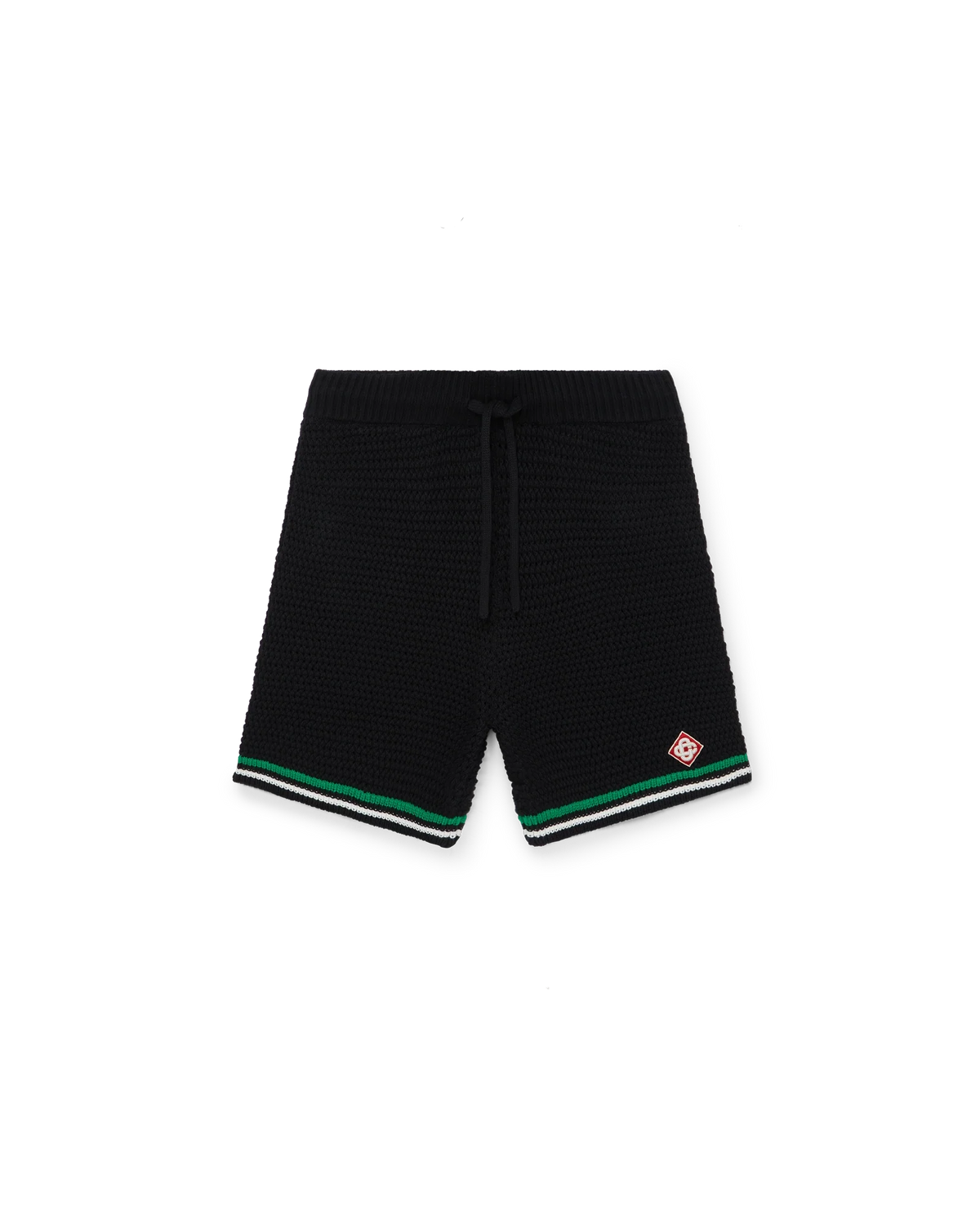 Black & Green Striped Crochet Shorts