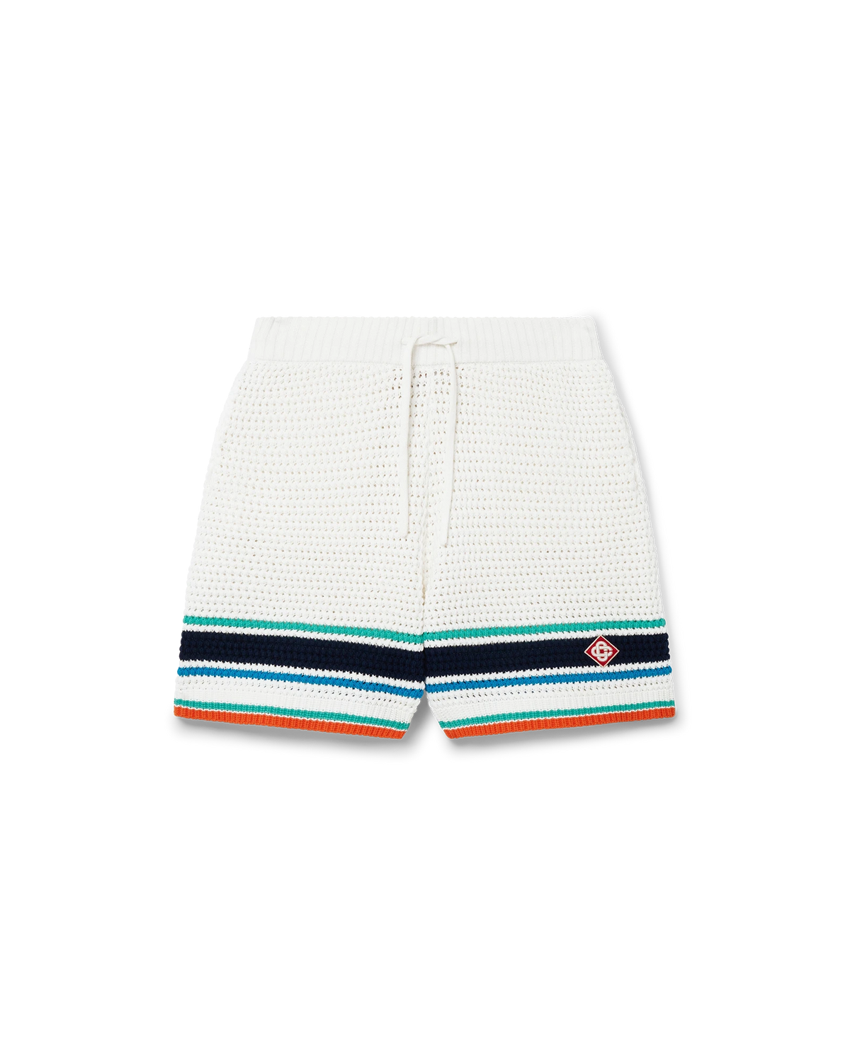 Black & Green Striped Crochet Shorts