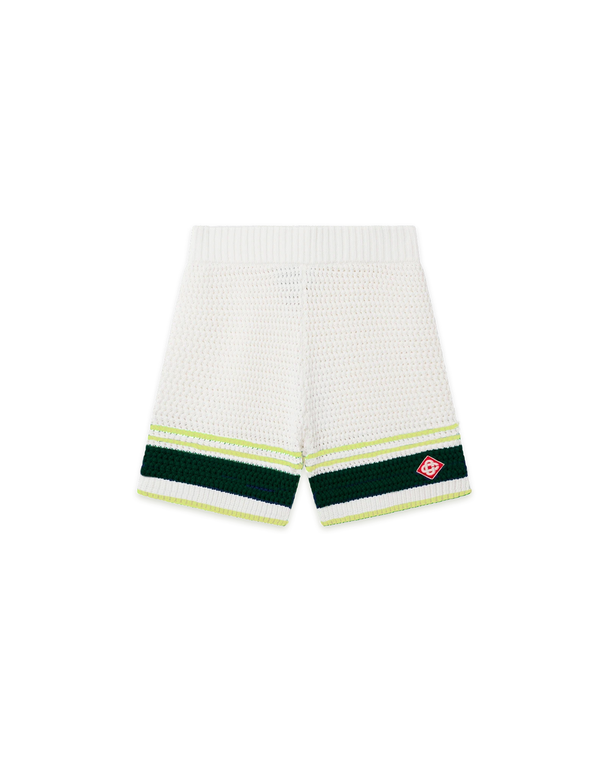 Black & Green Striped Crochet Shorts